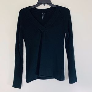 Black Take Out V-Neck Sweater; M